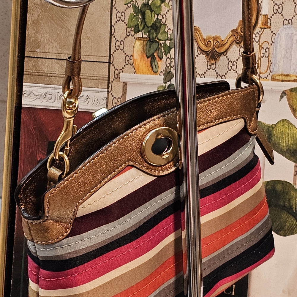 Coach Legacy Multicolor Satin Striped Women's Mini Bag/Wrislet - Picture 8 of 16